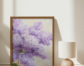 Lilac Floral Wall Art | Purple Botanical Print  Cottagecore Digital Download | Printable Home Decor | Spring Home Decor  lavender flower art