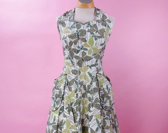 1950's Butterfly Print Cotton Halter Dress 50's Full Skirt Sundress