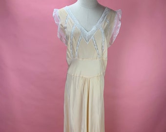 1940's Plus Size Rayon and Lace Nightgown Slip