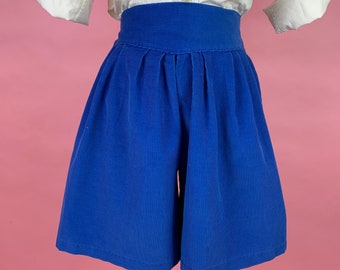 1980's Blue Corduroy Pleated High Waist Shorts