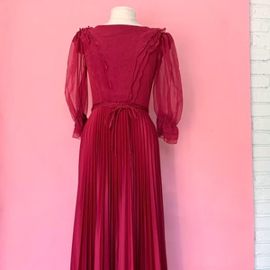 1970's Merlot Wine Colored Full Length Deadstock Maxi Dress Size small image 1