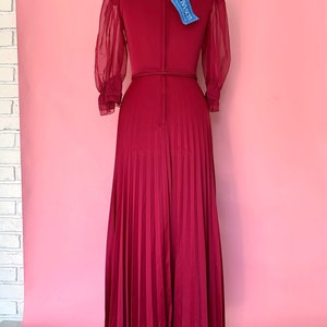 1970's Merlot Wine Colored Full Length Deadstock Maxi Dress Size small image 3