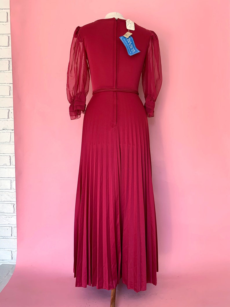1970's Merlot Wine Colored Full Length Deadstock Maxi Dress Size small image 3