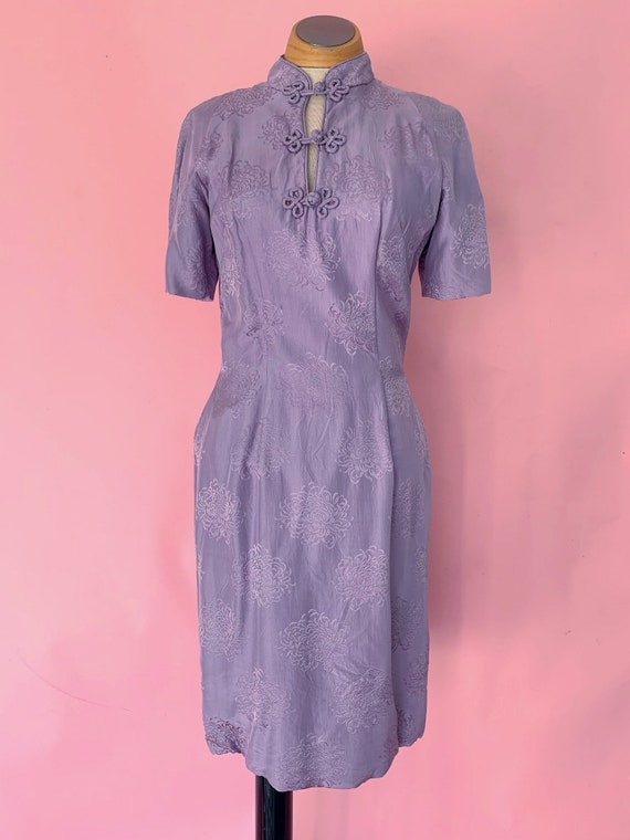 1950's Suzy Perette Purple Silk Wiggle Dress