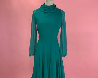 1960’s Chiffon Emerald Green Jean Louis Dress