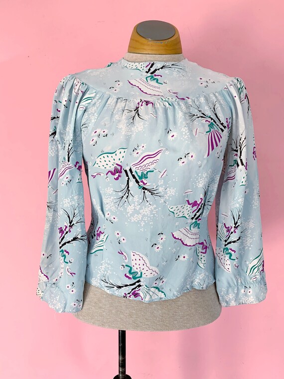 1940’s Rayon Novelty Print Blouse