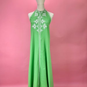 1970’s Green Halter Dress Summer Sundress