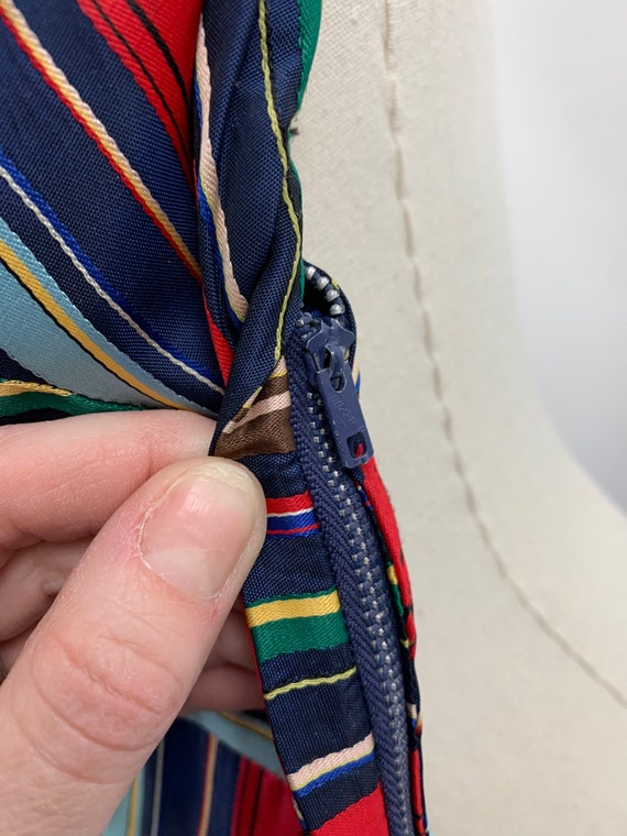 1950's Rainbow Satin Striped Sundress Size Small - image 4