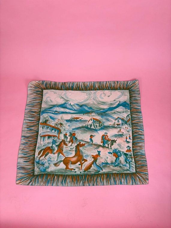 1950's Cowboy Silk Scarf