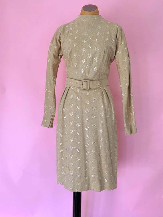 1950's Mr. Mort Goldenrod Floral Wiggle Dress - image 1
