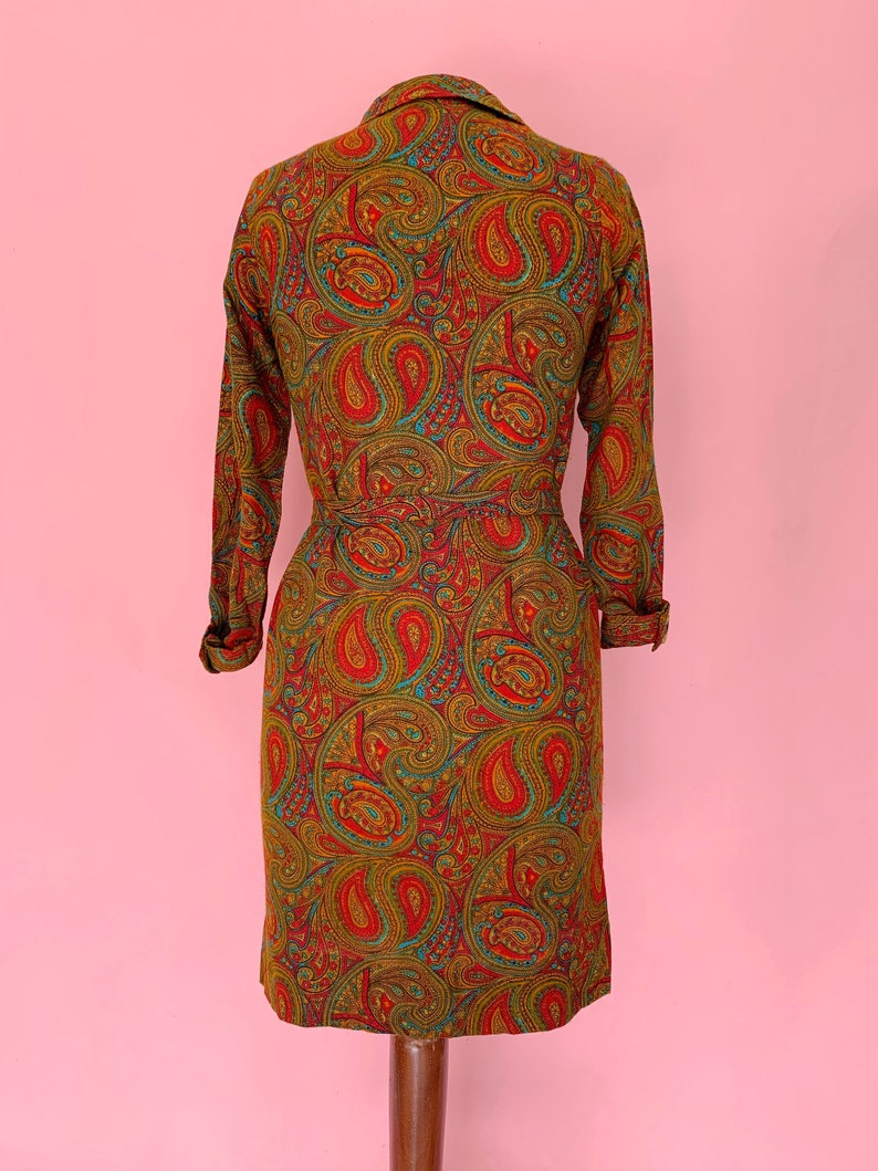 1970\u2019s Paisley Shirtwaist Dress