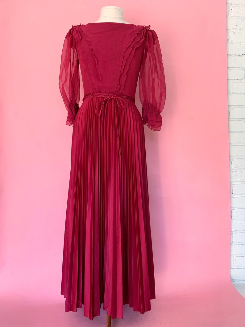 1970's Merlot Wine Colored Full Length Deadstock Maxi Dress Size small image 1