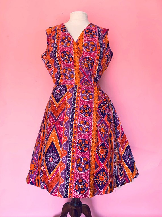 1960's Swirl Wrap Dress Size Large