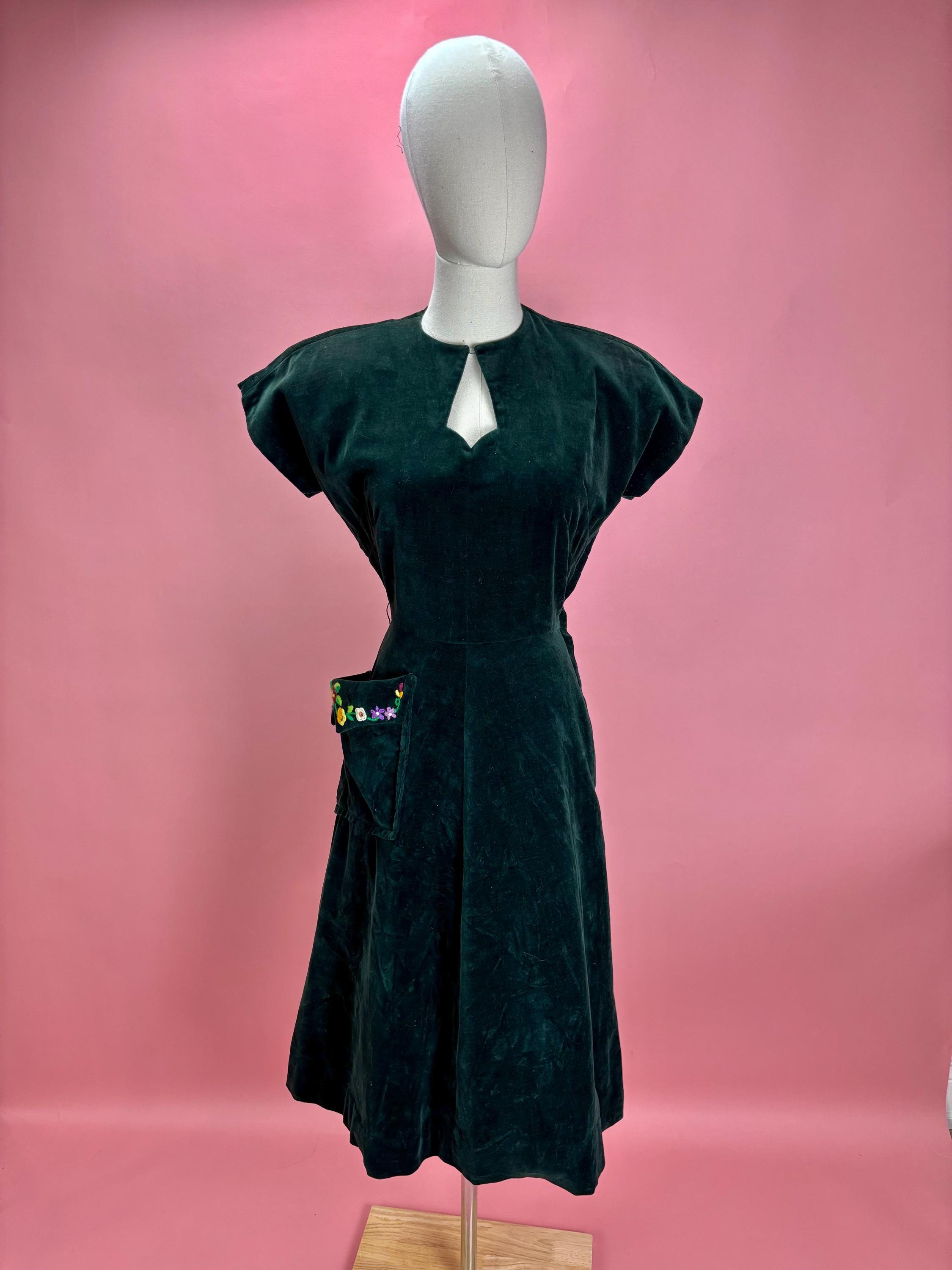 1940s Dark Green Dress - Etsy