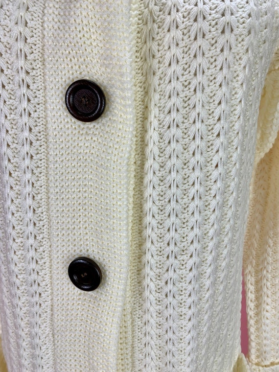 1970’s Cream Knit Long Cardigan Medium - image 3