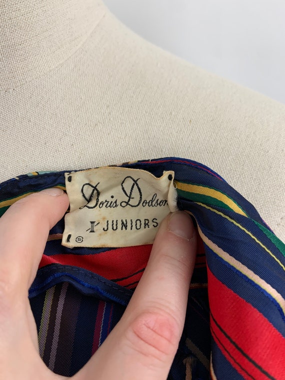 1950's Rainbow Satin Striped Sundress Size Small - image 3