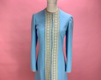 1970’s Blue Polyester Mod Dress