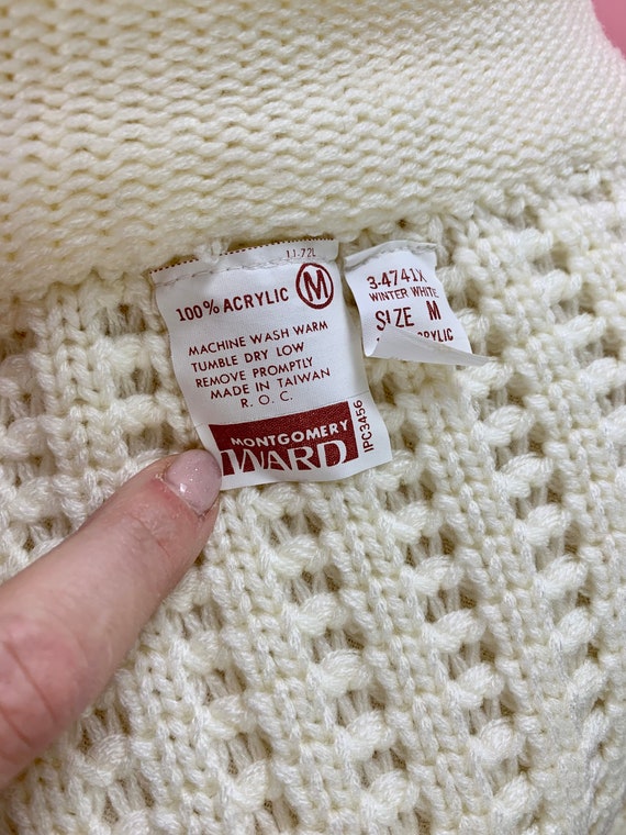 1970’s Cream Knit Long Cardigan Medium - image 4