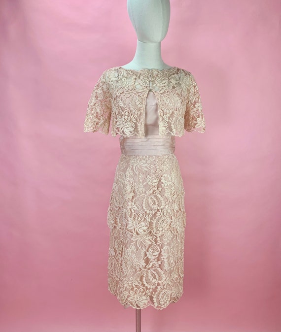 sachin and babi light blue dress 2 piece lace tea length dress and jacket set main image 1