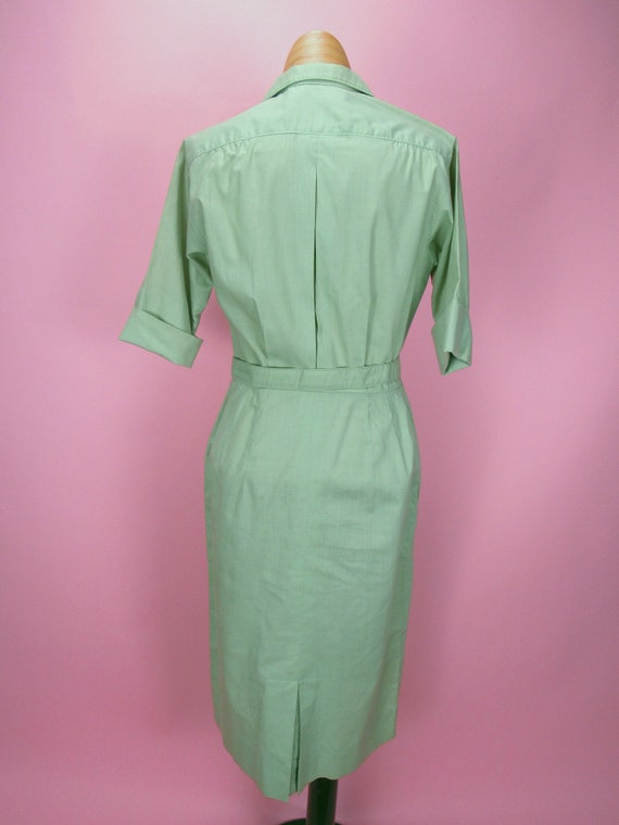 1950’s Green Serbin Shirtwaist Wiggle Dress Size … - image 3