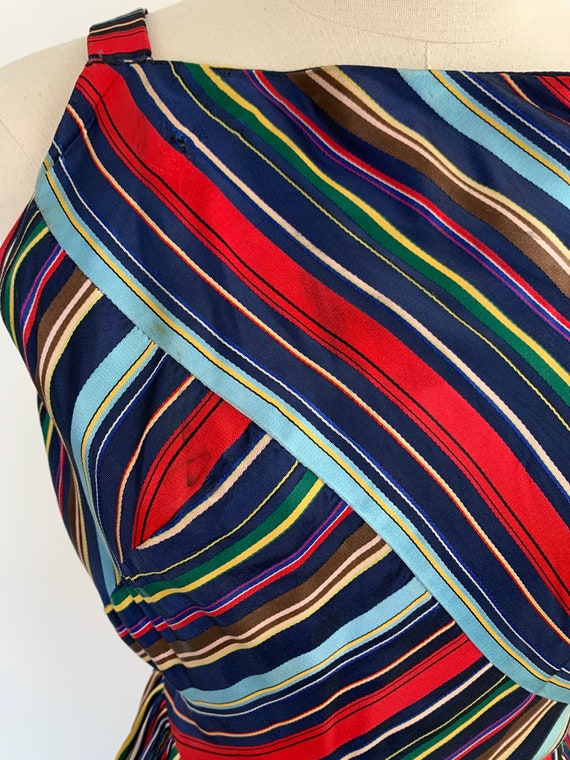 1950's Rainbow Satin Striped Sundress Size Small - image 6