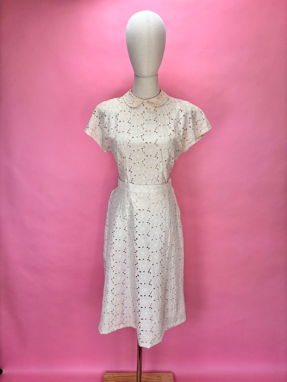 1940's Cream Lace Blouse and Skirt Set