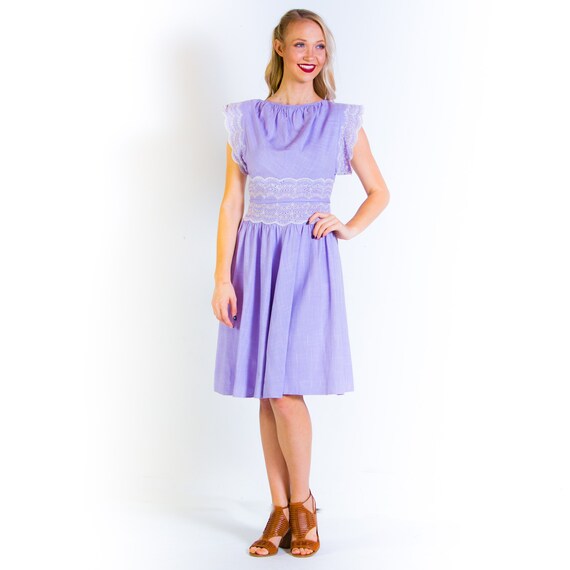 1940's Carlye Lavender Lace Linen Day Dress 40s