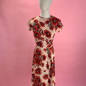 1940’s Rayon Jersey Sunflower Print Dress