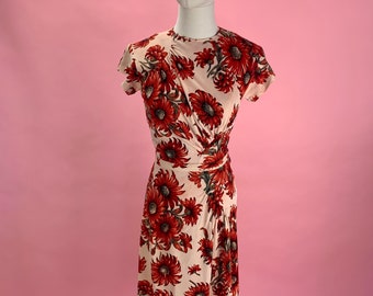 1940’s Rayon Jersey Sunflower Print Dress