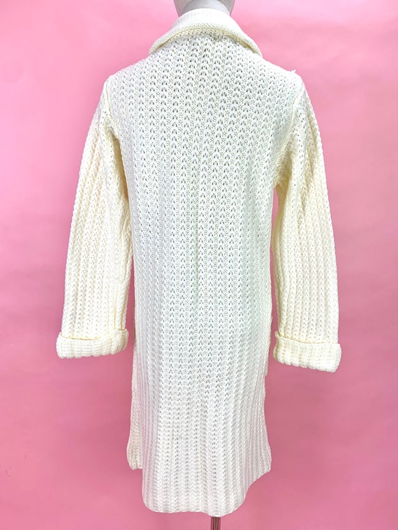 1970’s Cream Knit Long Cardigan Medium - image 2