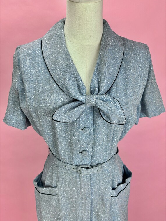 Vintage 1950s Blue Sequin Wiggle Dress