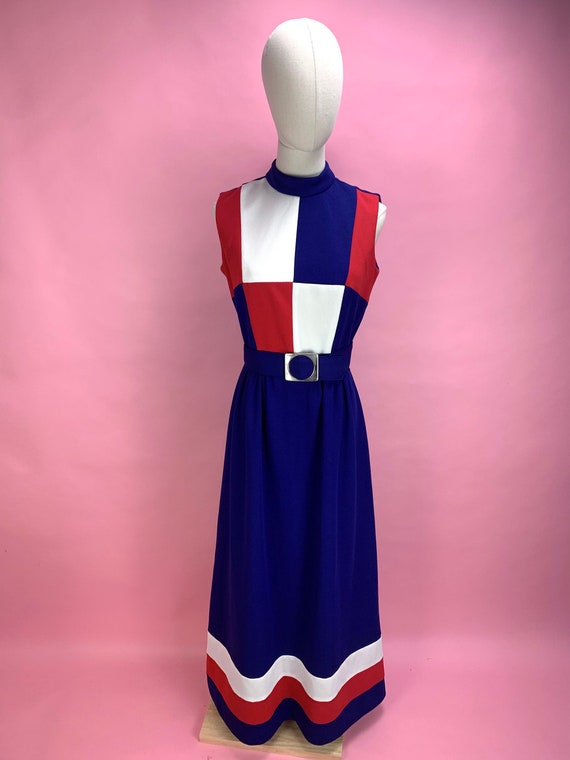 1960's Mod Geometric Polyester Maxi