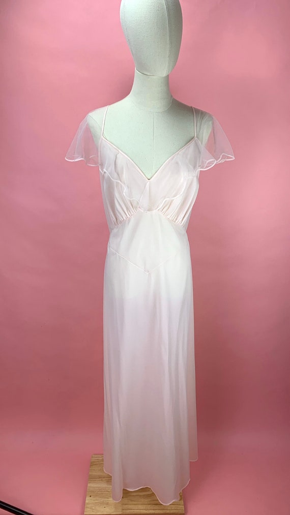 1960’s Deadstock Scalloped Pink Nightgown Size La… - image 2
