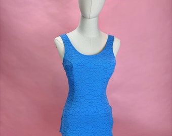 1960’s Blue Netted Pebbles One Piece Swimsuit