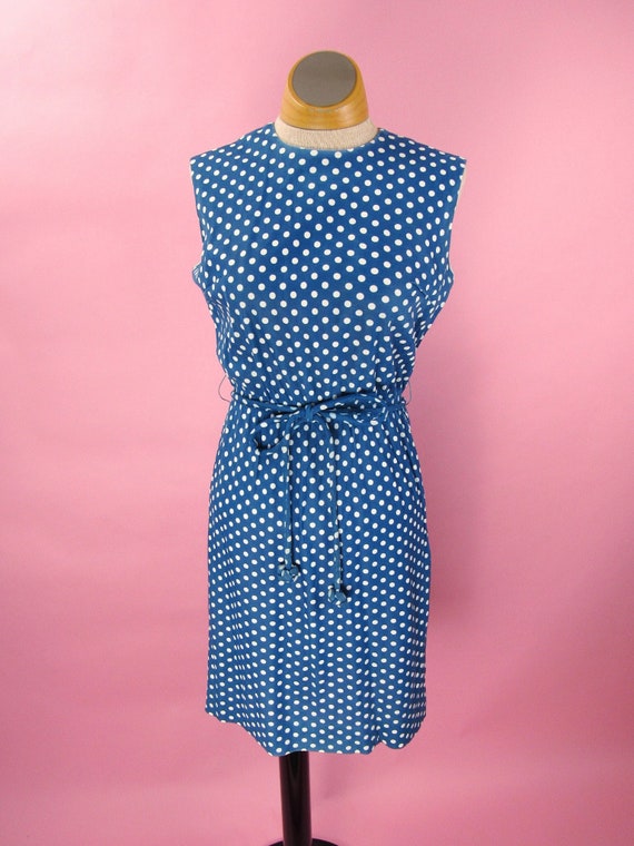 1970's Polka Dot Polyester Summer Dress Size Small