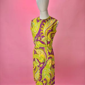 1960’s Paisley Print Sheath Dress Wiggle Dress Mod
