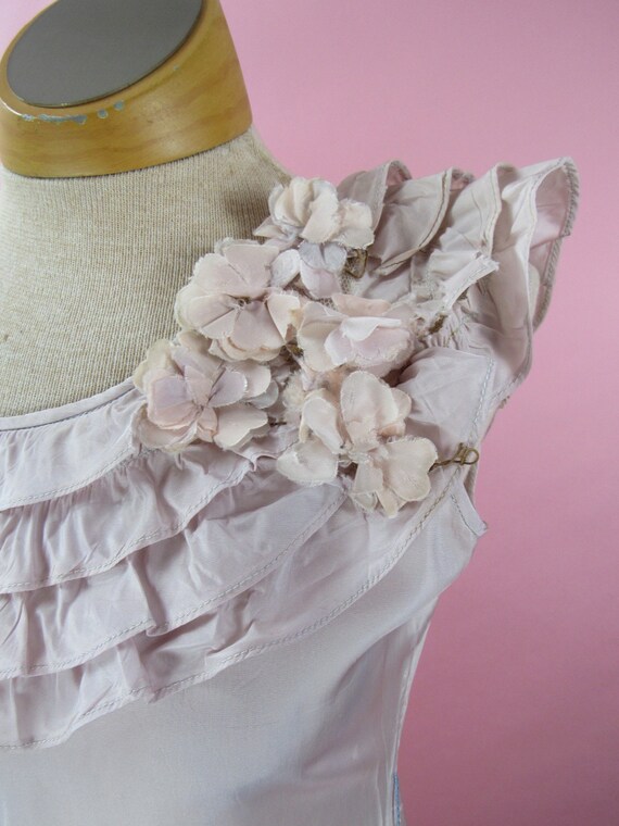1930's Garden Party Dress Pink Satin Size Small - image 6