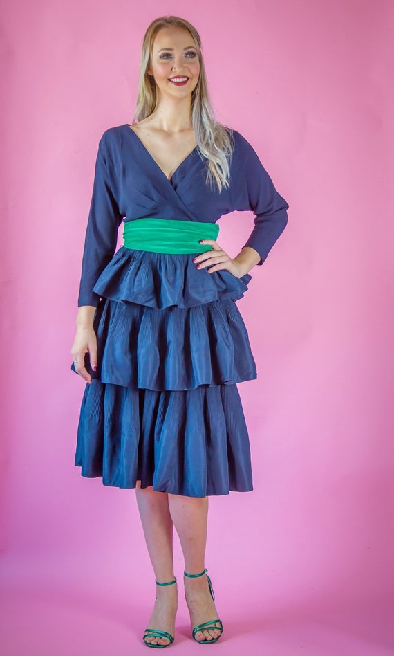 1940's 1950's Navy Party Dress Cocktail Dress