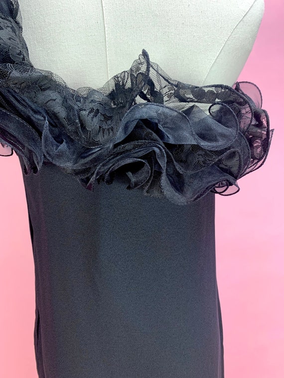 1980’s Victor Costa One Shoulder Black Dress - image 7