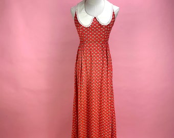 1970’s Floral Polyester Maxi Dress