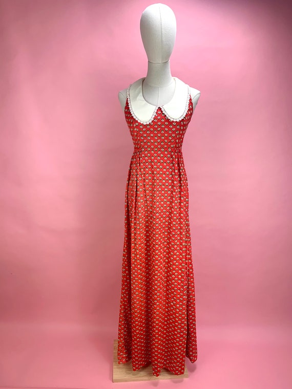 1970’s Floral Polyester Maxi Dress