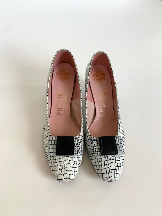 1960's Puccini Black and White Kitten Heels - Gem