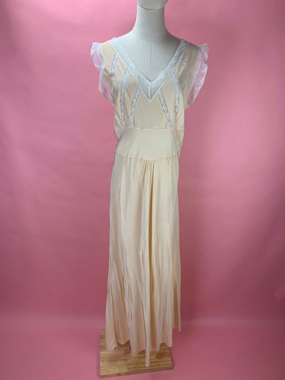 1940's Plus Size Rayon and Lace Nightgown Slip