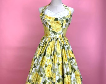 1950’s Yellow Roses Halter Sundress