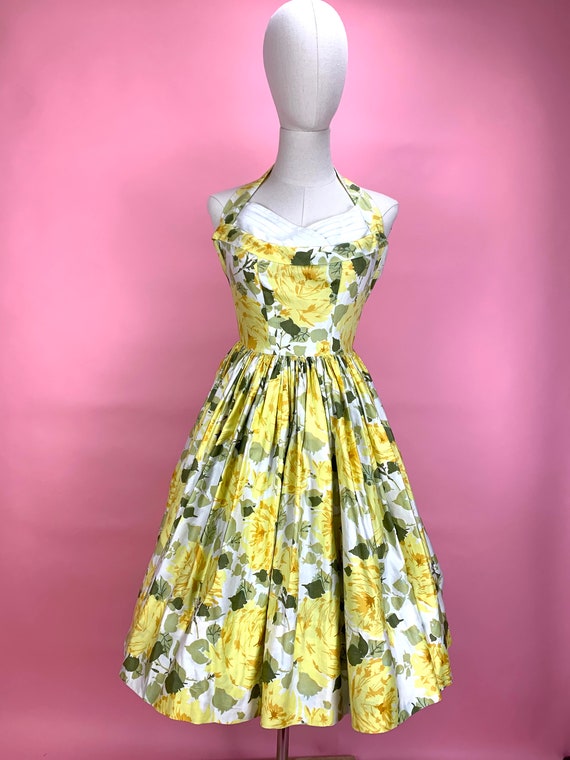 1950’s Yellow Roses Halter Sundress