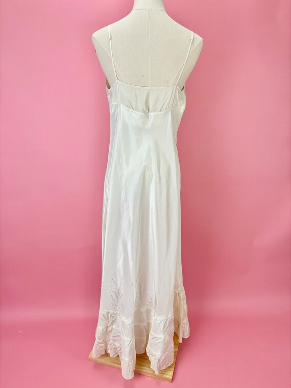 1930's Style Satin Bias Gatsby Midi Slip Dress - Ivory