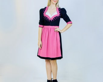 vintage Dirndl Kleemeier en laine noire Dirndl rose et noir