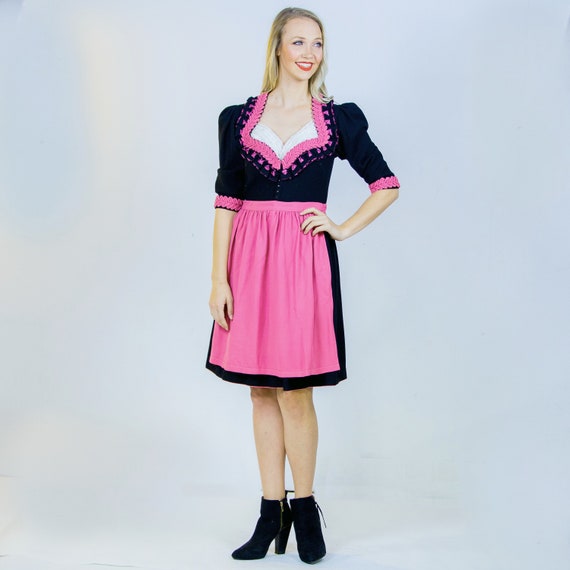 Vintage Kleemeier Dirndl Black Wool Dirndl Pink an