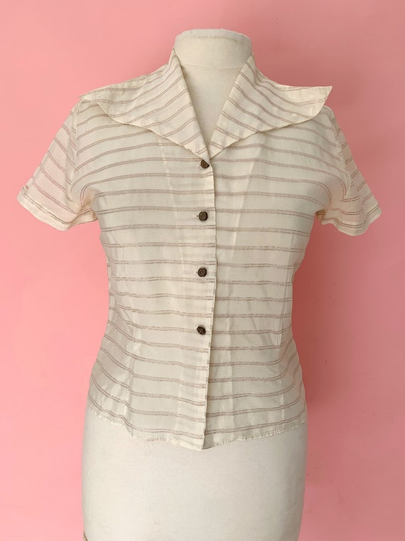 1950's Sheer Button Down Mode O Day Blouse Size Me