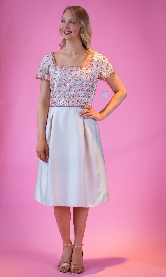 1960's Malcolm Starr NWT Beaded Cocktail Dress